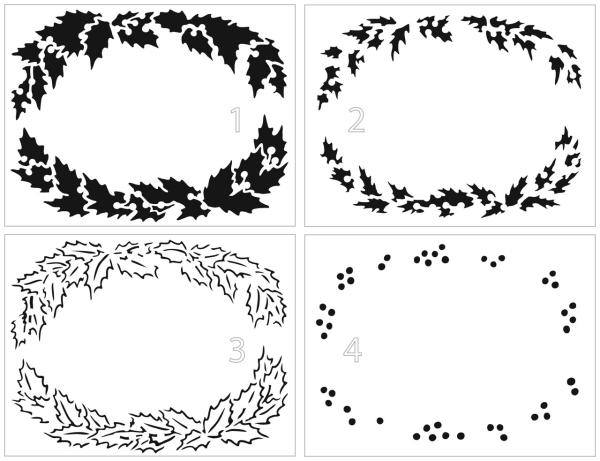 The Crafters Workshop - Layered Schablone 8x11 Inch "Holly Wreath" Stencil