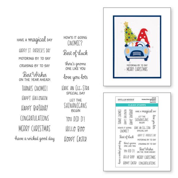 Spellbinders - Stempelset "Gnome Drive Sentiments" Clear Stamps