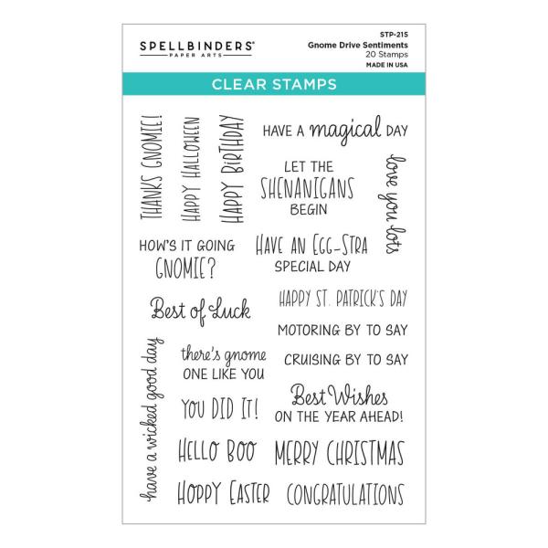 Spellbinders - Stempelset "Gnome Drive Sentiments" Clear Stamps