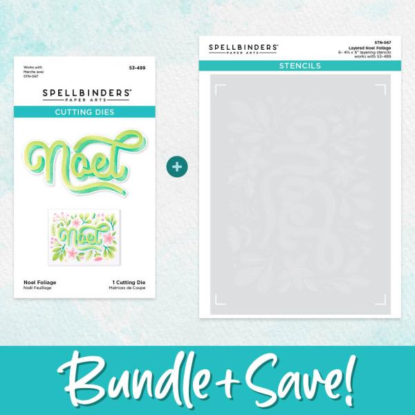 Spellbinders - Schablone & Stanzschablone "Layered Noel Foliage" Stencil & Dies