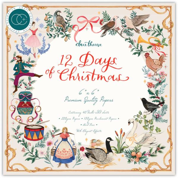 Craft Consortium - Designpapier "12 Days of Christmas" Paper Pad 6x6 Inch - 40 Bogen