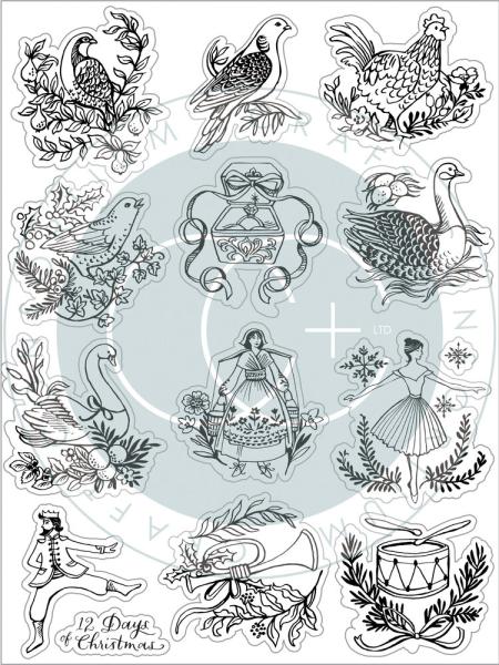 Craft Consortium - Stempelset "12 Days of Christmas" Clear Stamps