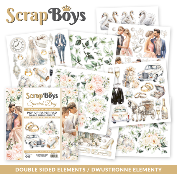 ScrapBoys - Stanzteile "Special Day" Pop Up Paper Pack 6x6 Inch - 24 Bogen