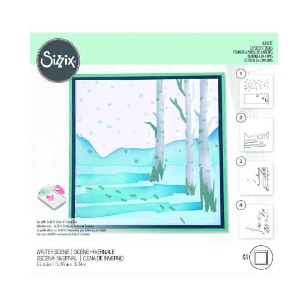 Sizzix - Schablone "Winter Scene" Layered Stencil Design by Olivia Rose