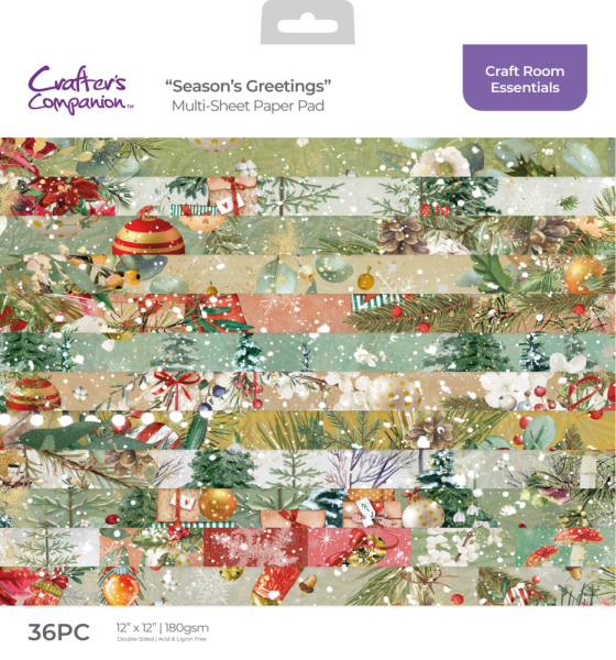 Crafters Companion - Designpapier "Season's Greetings" Paper Pack 12x12 Inch -  Bogen