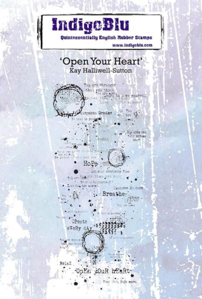 IndigoBlu - Gummistempel "Open your Heart" A6 Rubber Stamp