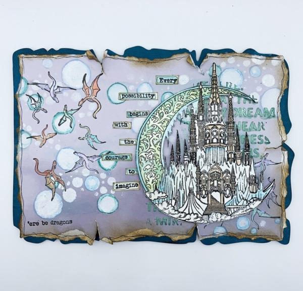 IndigoBlu - Gummistempel Set "Enchanted Castle" A5 Rubber Stamp