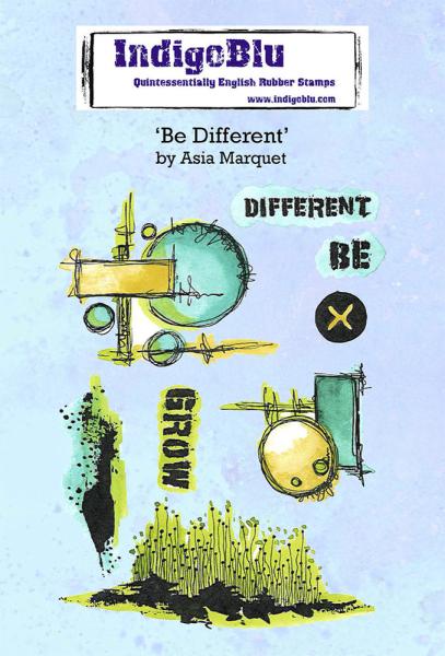 IndigoBlu - Gummistempel Set "Be Different by Asia" A6 Rubber Stamp