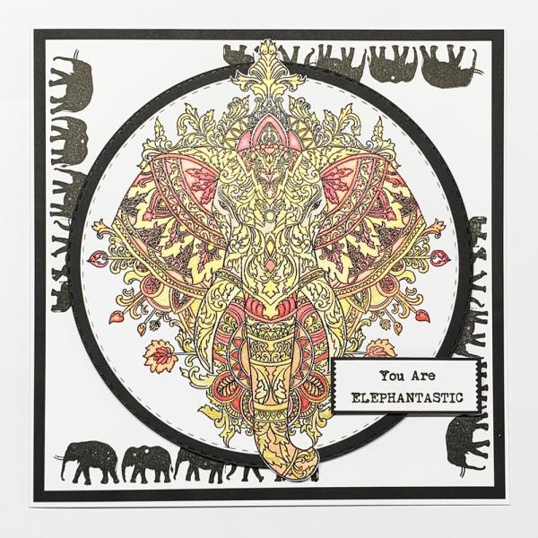 IndigoBlu - Gummistempel Set "Ornate Elephant" A5 Rubber Stamp