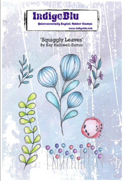 IndigoBlu - Gummistempel Set "Squiggly Leaves" A6 Rubber Stamp