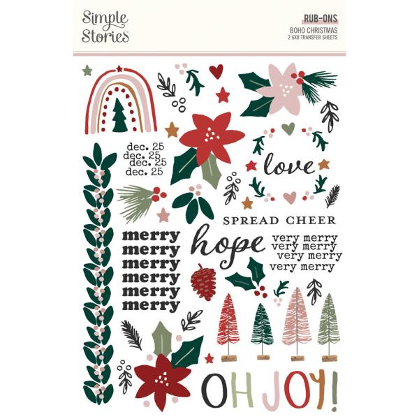 Simple Stories - Transfer Sticker "Boho Christmas" Rub Ons