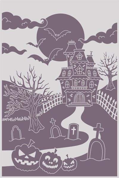 Crafters Companion -All Hallows Eve - Embossing Folder & Stencil