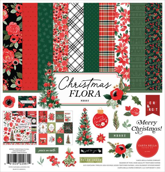 Carta Bella - Designpapier "Merry Christmas Flora" Collection Kit 12x12 Inch - 12 Bogen  