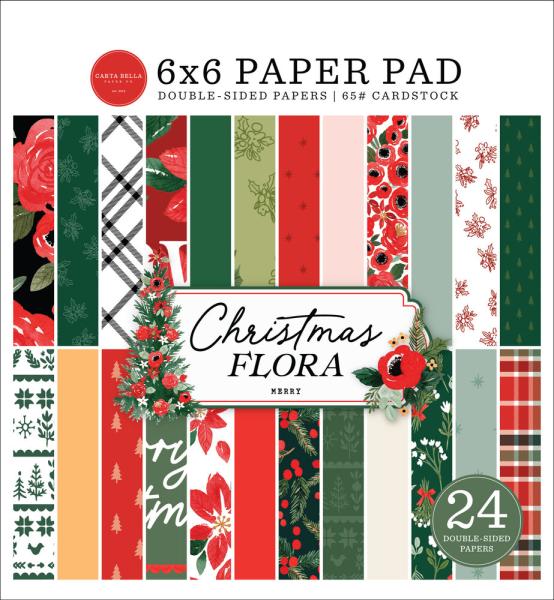 Carta Bella - Designpapier "Merry Christmas Flora" Paper Pad 6x6 Inch - 24 Bogen