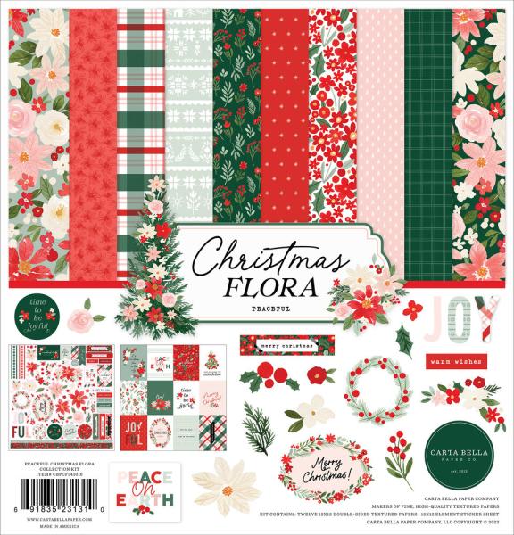 Carta Bella - Designpapier "Peaceful Christmas Flora" Collection Kit 12x12 Inch - 12 Bogen  