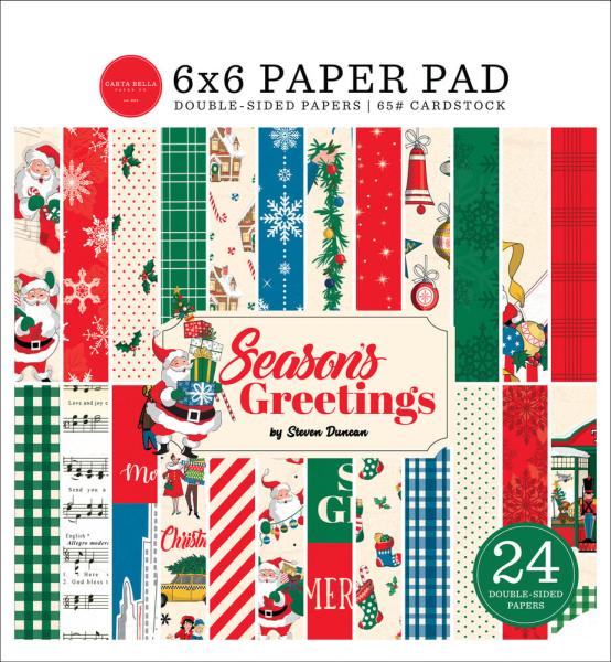 Carta Bella - Designpapier "Season's Greetings" Paper Pad 6x6 Inch - 24 Bogen