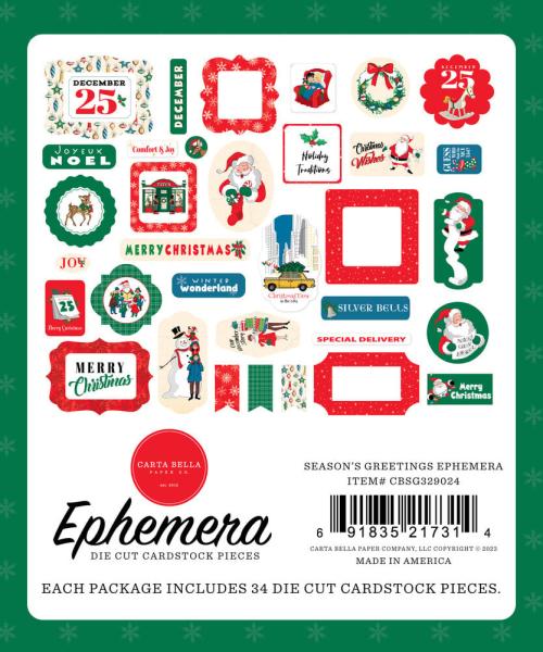 Carta Bella - Stanzteile "Season's Greetings" Ephemera