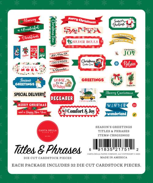 Carta Bella - Stanzteile "Season's Greetings" Titles & Phrases