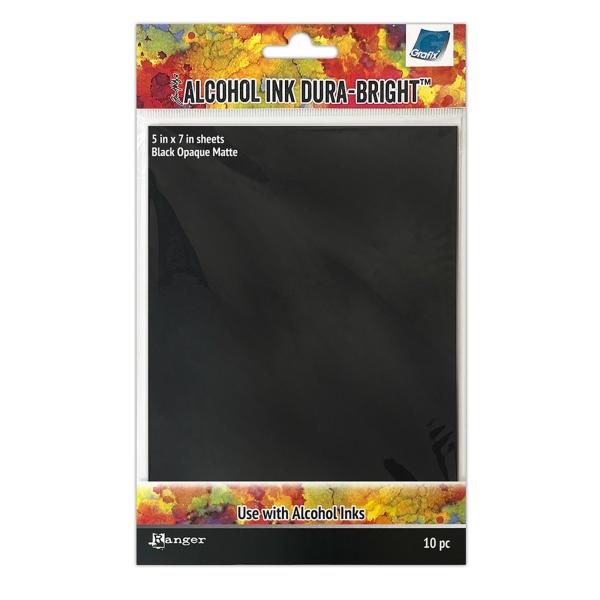 Ranger - Tim Holtz - Alcohol Ink Surfaces Dura-Bright 5x7 Inch "Black Opaque Matte" 10 Bogen 