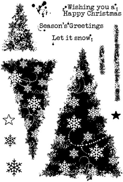 Woodware - Stempelset "Snowflake Trees" Clear Stamps Design by Francoise Read