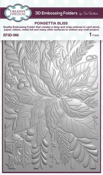 Creative Expressions - 3D Embossingfolder 5x7 Inch "Poinsettia Bliss" Prägefolder Design by Sue Wilson