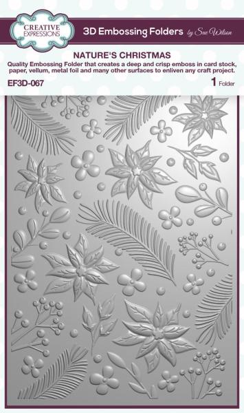 Creative Expressions - 3D Embossingfolder 5x7 Inch "Nature's Christmas" Prägefolder Design by Sue Wilson