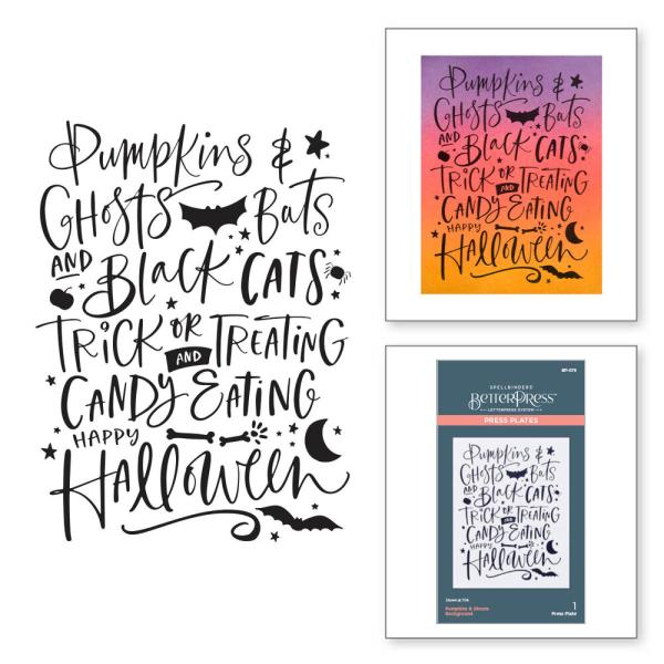 Spellbinders - Buchdrucktechnik "Pumpkins & Ghosts Background" Press Plate