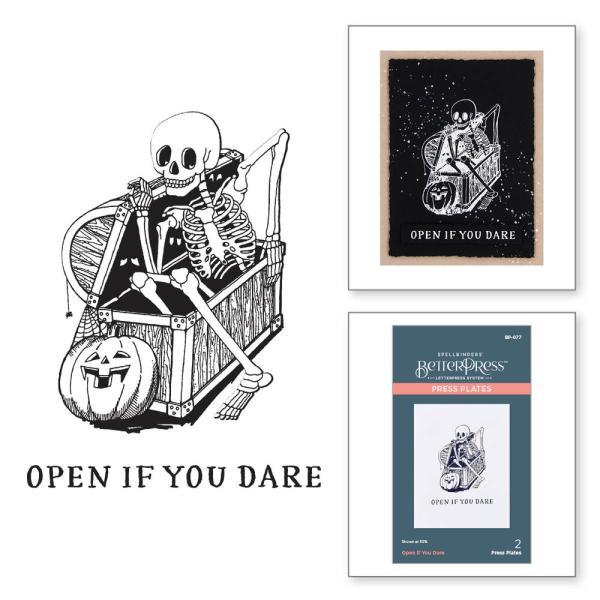 Spellbinders - Buchdrucktechnik "Open if You Dare" Press Plate