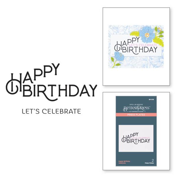 Spellbinders - Buchdrucktechnik "Happy Birthday Celebrate" Press Plate