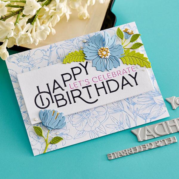 Spellbinders - Buchdrucktechnik "Happy Birthday Celebrate" Press Plate