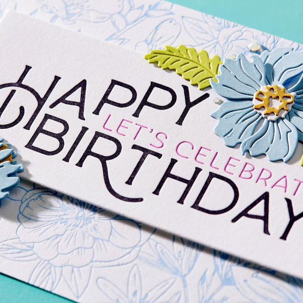 Spellbinders - Buchdrucktechnik "Happy Birthday Celebrate" Press Plate