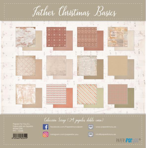 Papers For You - Designpapier "Father Christmas Basics" Scrap Paper Pack 8x8 Inch - 24 Bogen