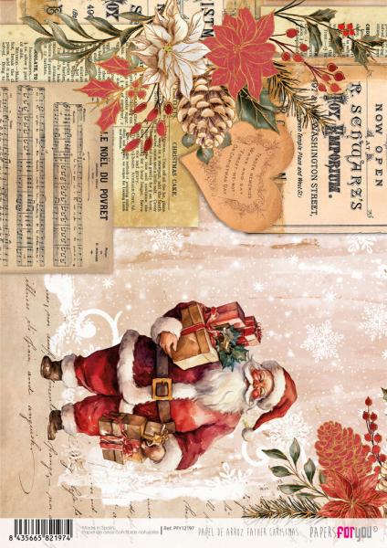 Paper For you - Decoupage Papier "Father Christmas I" Rice Paper Kit A4 - 6 Bogen