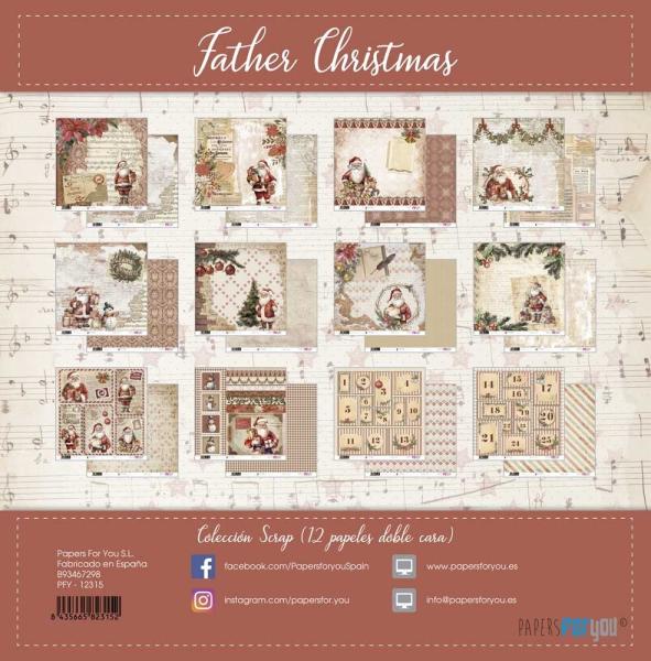 Papers For You - Designpapier "Father Christmas" Scrap Paper Pack 30,5 x 32 cm - 12 Bogen