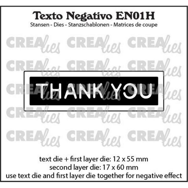 Crealies - Stanzschablone "Thank You" Texto Negativo Dies