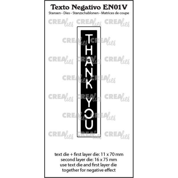 Crealies - Stanzschablone "Thank You" Texto Negativo Dies