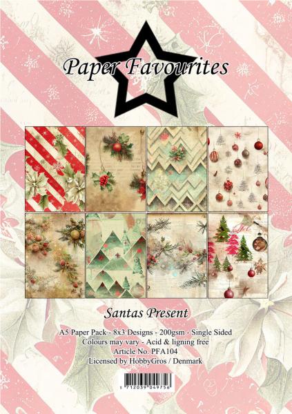 Paper Favourites - Designpapier "Santas Present" Paper Pack A5 - 24 Bogen