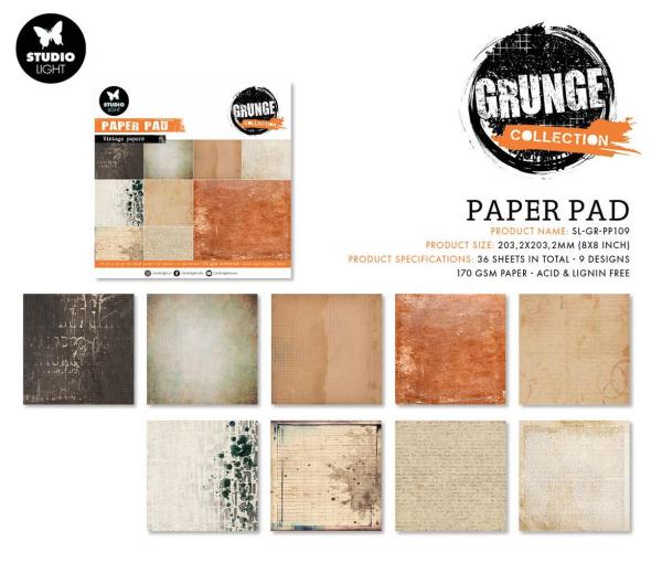 Studio Light - Designpapier "Vintage Papers" Paper Pack 8x8 Inch - 36 Bogen