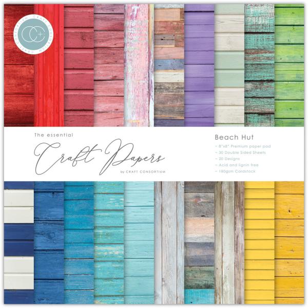 Craft Consortium - Designpapier "Beach Hut" Paper Pad 8x8 Inch - 30 Bogen