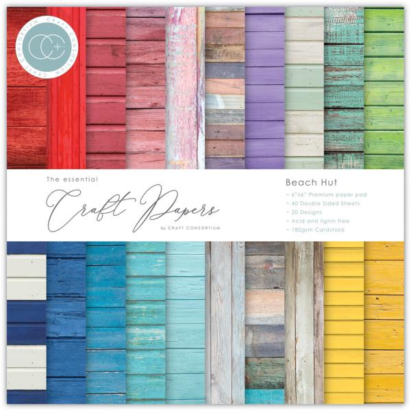 Craft Consortium - Designpapier "Beach Hut" Paper Pad 6x6 Inch - 40 Bogen