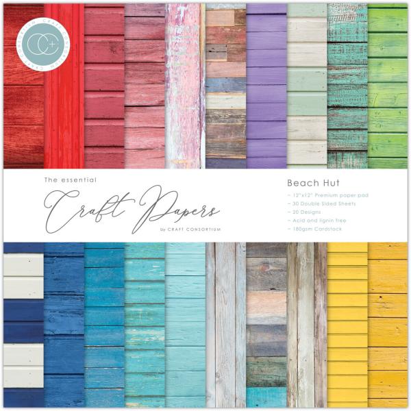 Craft Consortium - Designpapier "Beach Hut" Paper Pad 12x12 Inch - 30 Bogen