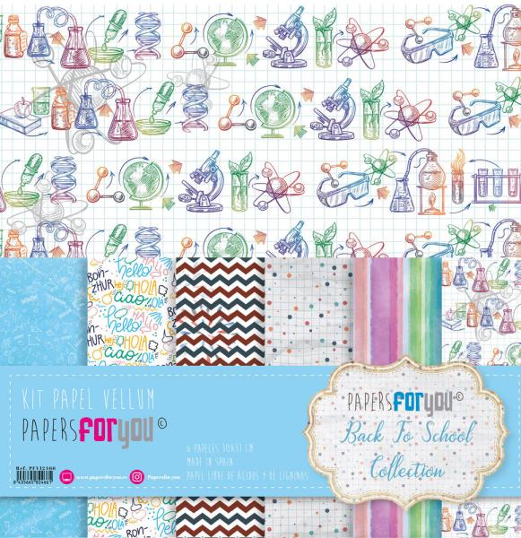 Papers For You - Pergamentpapier "Back to School" Vellum Paper Pack 30x31 cm - 6 Bogen 