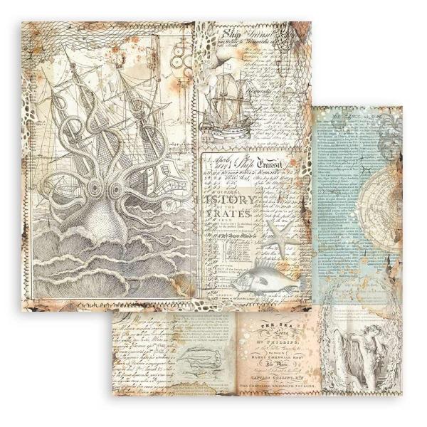 Stamperia - Designpapier "Songs of the Sea Maxi Background" Paper Pack 12x12 Inch - 10 Bogen