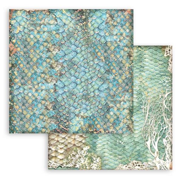 Stamperia - Designpapier "Songs of the Sea Backgrounds" Paper Pack 8x8 Inch - 10 Bogen