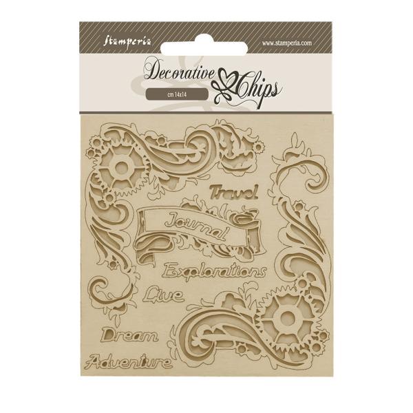 Stamperia - Holzteile 14x14 cm "Journal" Decorative Chips