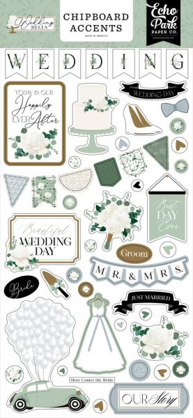 Echo Park - Sticker "Wedding Bells" Chipboard 6x13 Inch