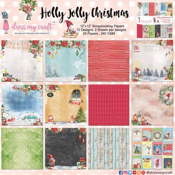 Dress My Craft - Designpapier "Holly Jolly Christmas" Paper Pack 12x12 Inch - 24 Bogen