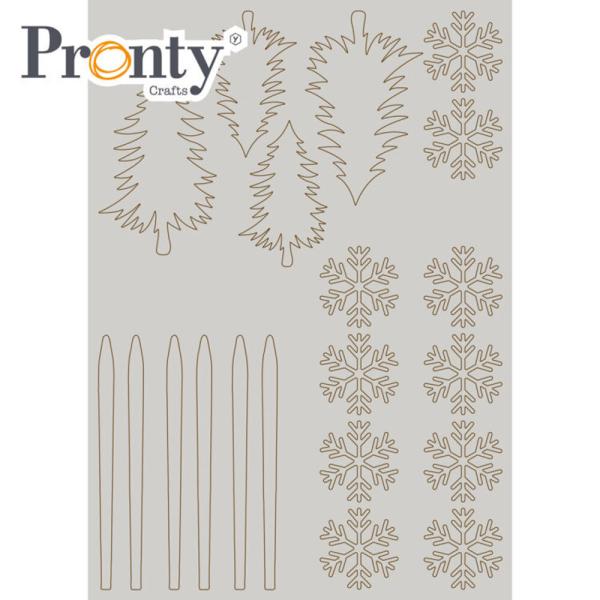 Pronty Crafts "Trees and Snowflakes" Chipboard