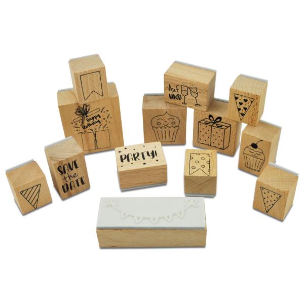 Meyco Holzstempel Set "PARTY" - 13 Stempel