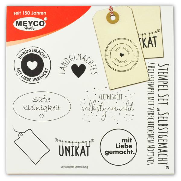 Meyco Holzstempel Set "Selbstgemacht" - 8 Stempel